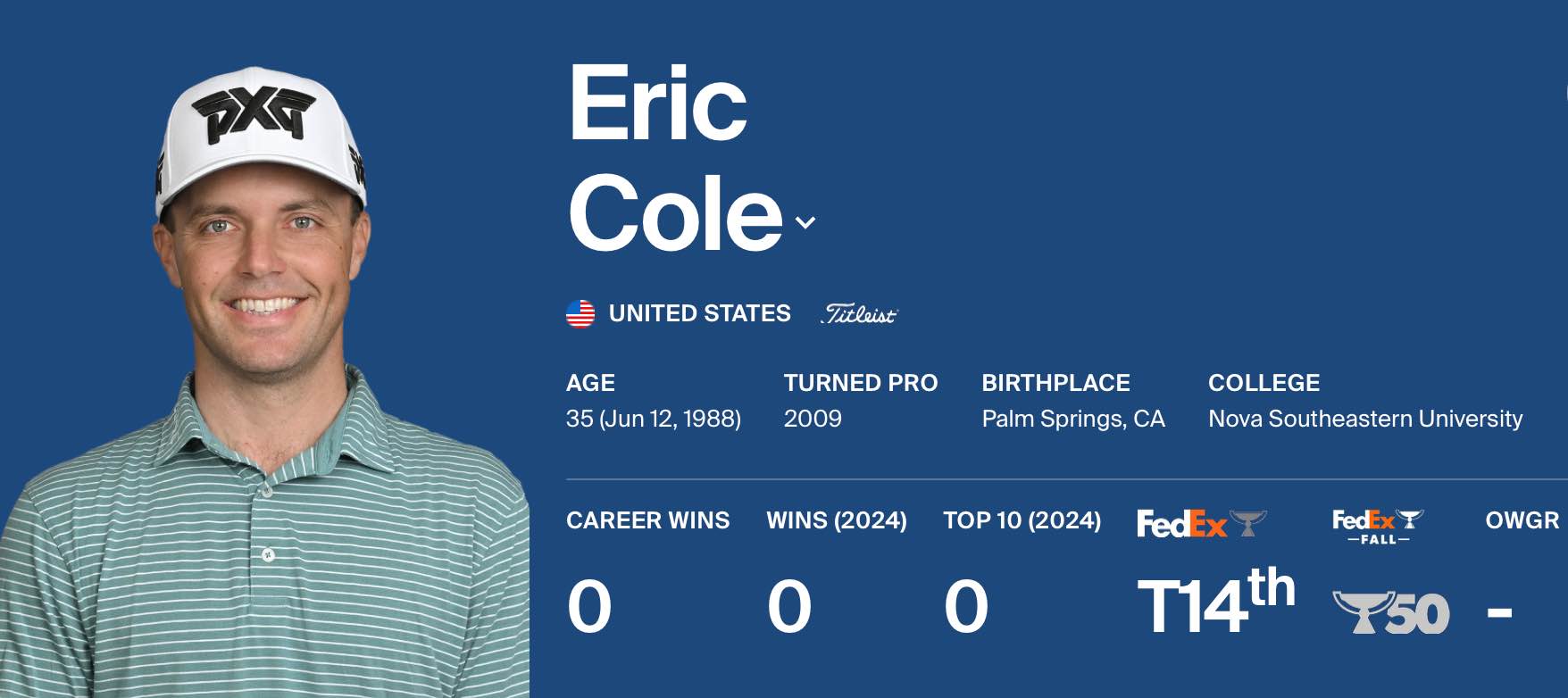 PGA TOUR player Eric Cole