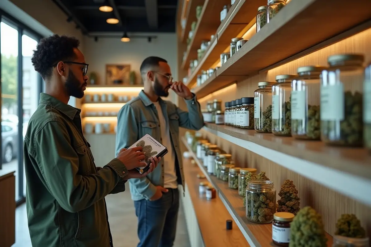 customer exploring cannabis dispensary shelves for best value purchases