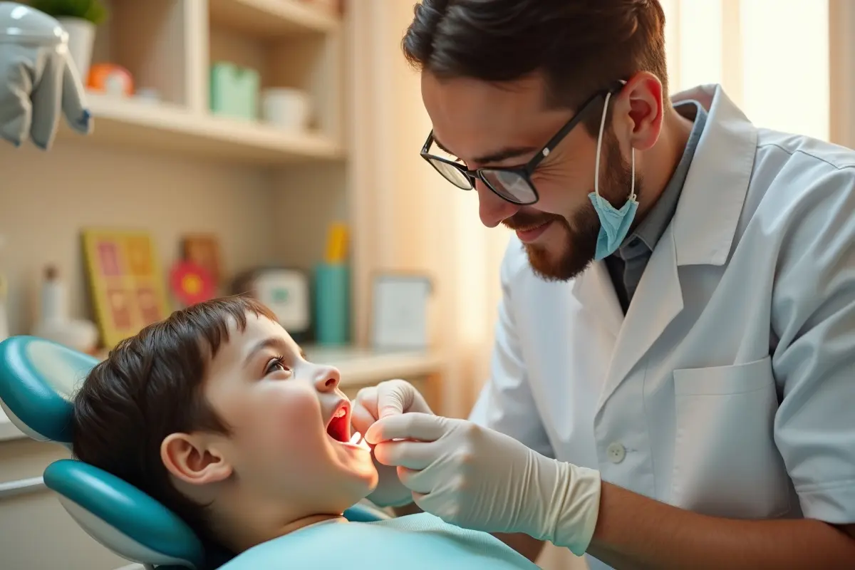 dentist providing gentle tooth extraction ensuring kids feel comfortable
