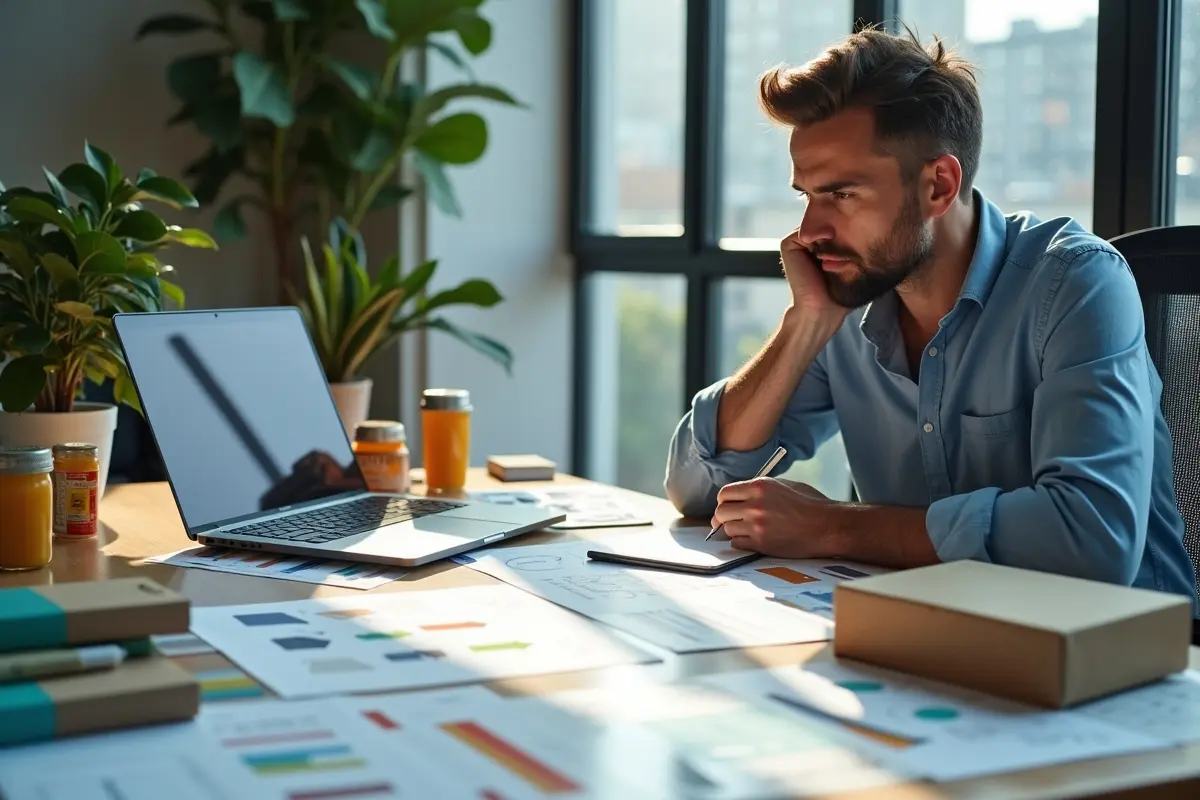 marketer analyzing product packaging designs that influence customer purchase decisions