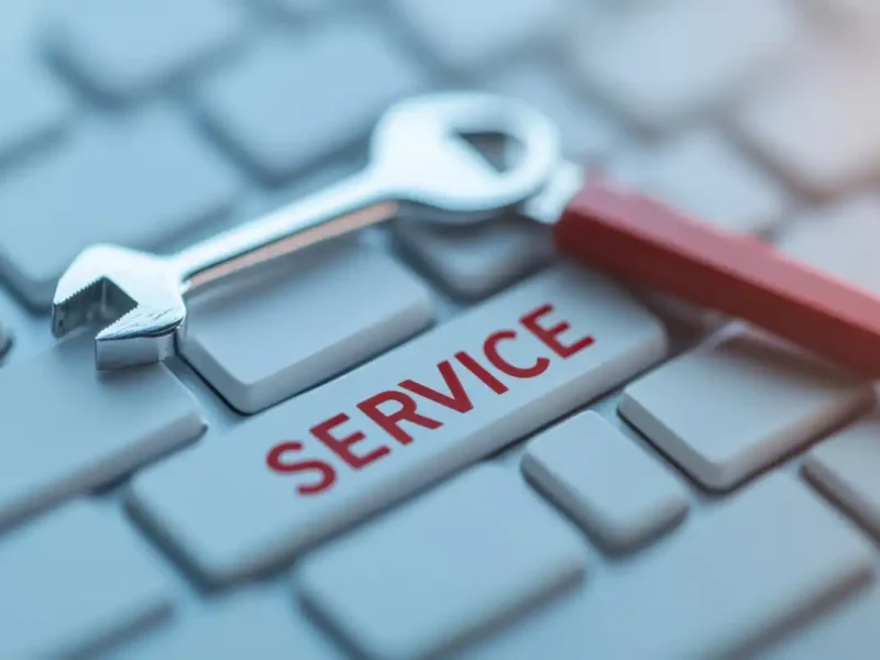 wrench placed on keyboard key labeled service in red text