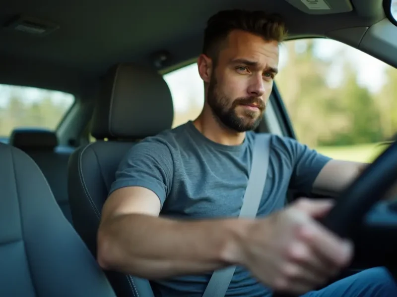 man using car seat belt for safe driving
