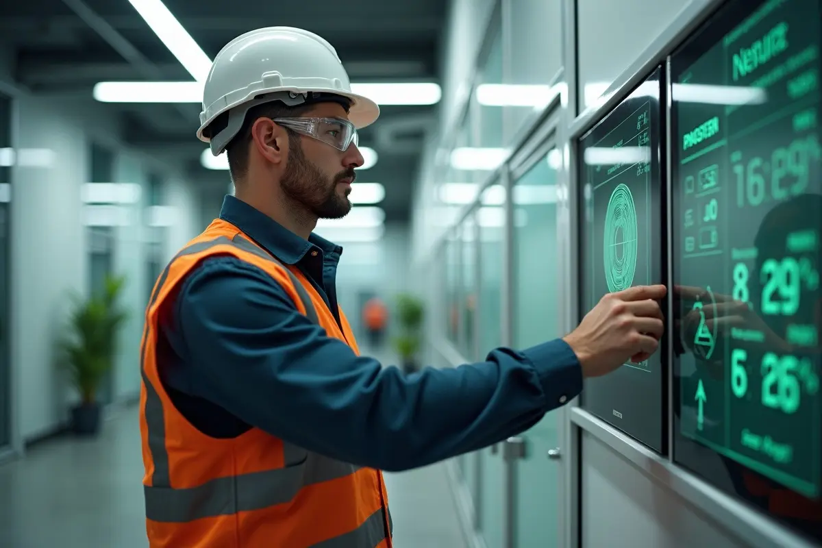 technician improving climate control systems for energy efficiency in modern environments