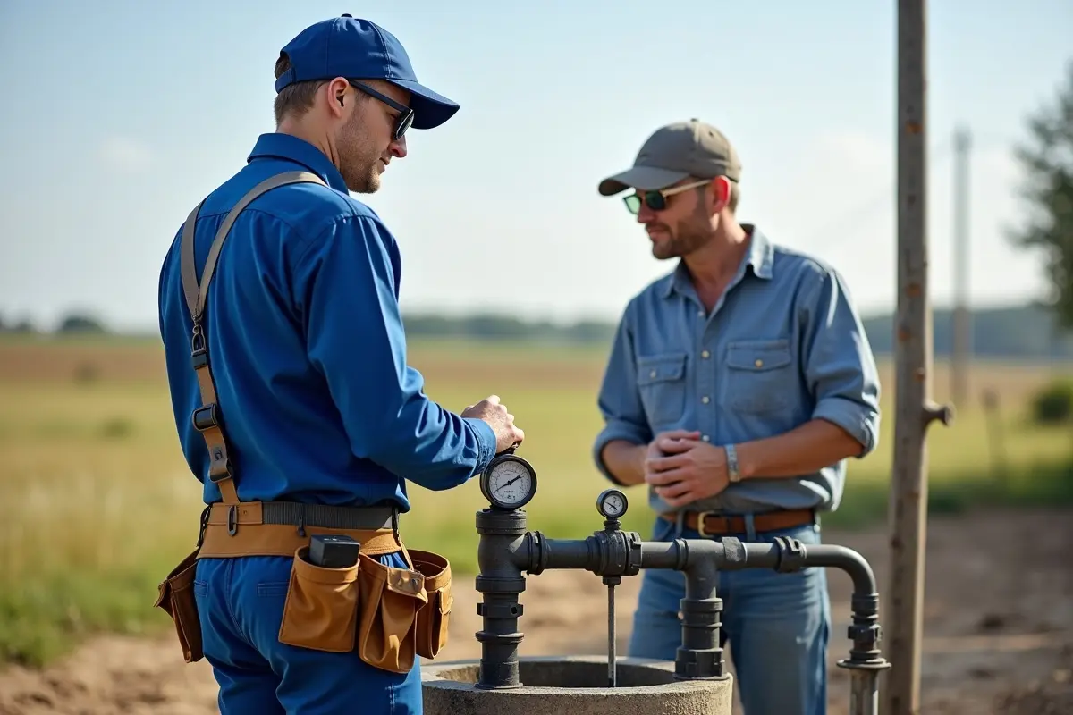 technician explaining essential maintenance provided through water well services